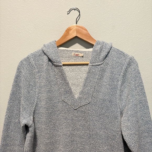 Faherty Beach Terry Hoodie Whitewater Blue Pocket Size L Lounge Cozy Casual - Picture 2 of 10
